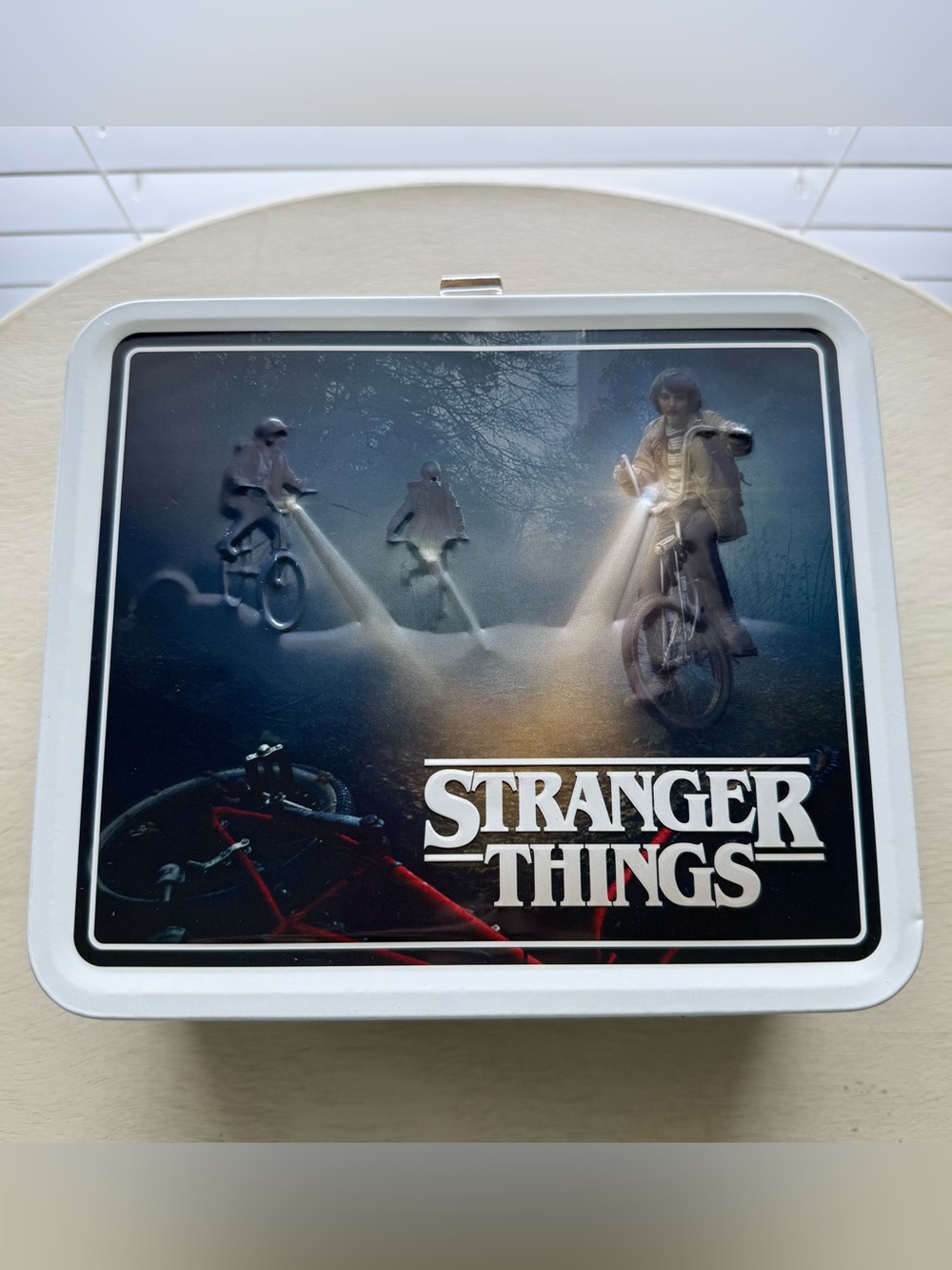 Stranger Things Metal Lunch Box - Dark Blue Graphic on Cream Background